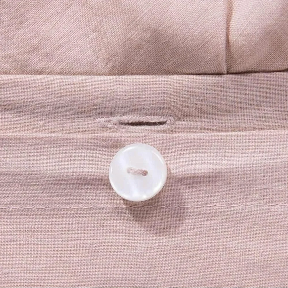 Elegant Pink Queen Sized 100% Linen Duvet Set NWOT!